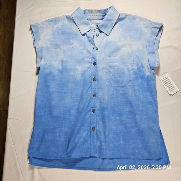 Style & Co. Tops - Style & Co Blue Ombre Button Front Blouse Women Medium NWT Lightweight Top